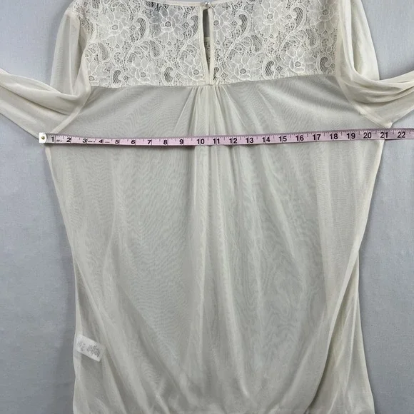 Maurices Lace Top Womens XL Sheer Ivory Fairy Blouse Boho Feminine Romantic - Picture 9 of 13